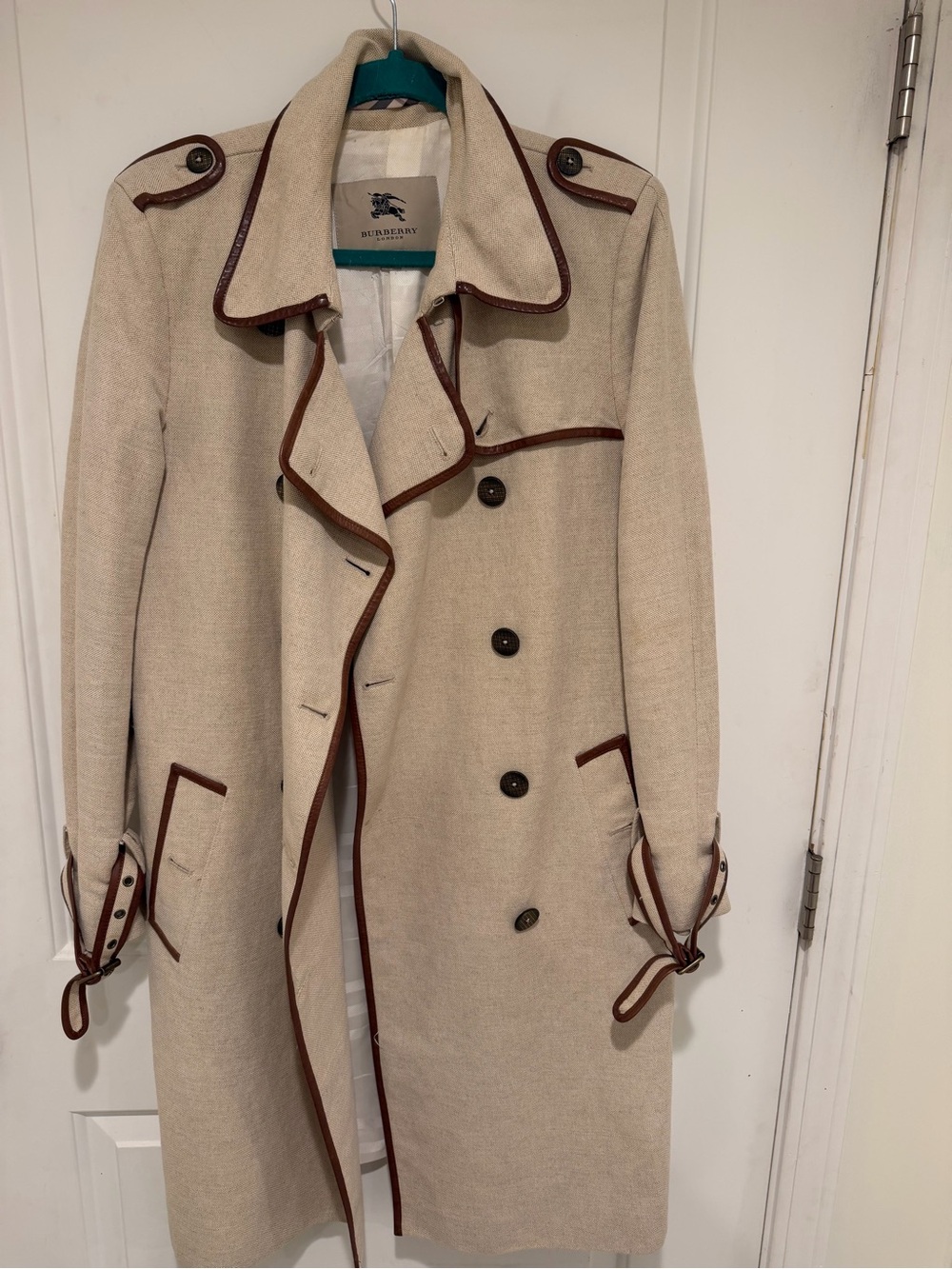 Burberry Cream Trench Coat with Brown Trim